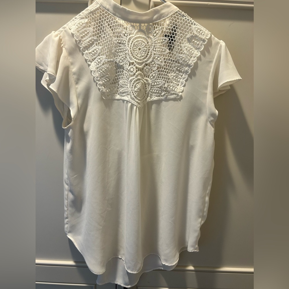 Express White Lace Bib Collar Blouse